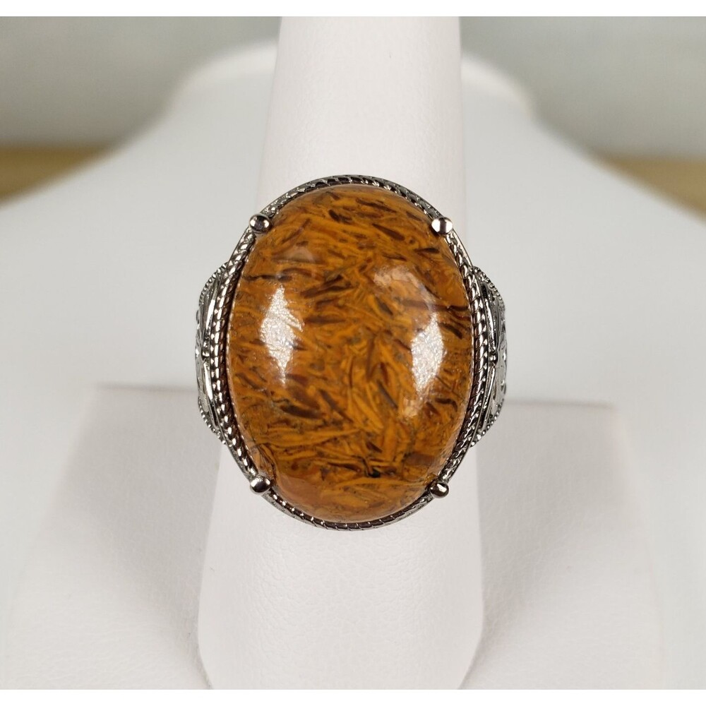 Script Stone Signed EverTrue 316LSS 9.25 Stainless Steel 18.50ctw Solitaire Ring